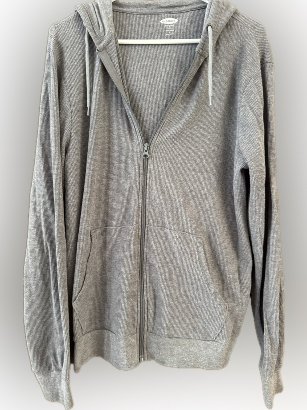 Grey Waffle Zip-Up Hoodie